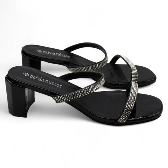 Olivia Miller Womens Ariel Patent Slides Heels - Picture 3 of 7